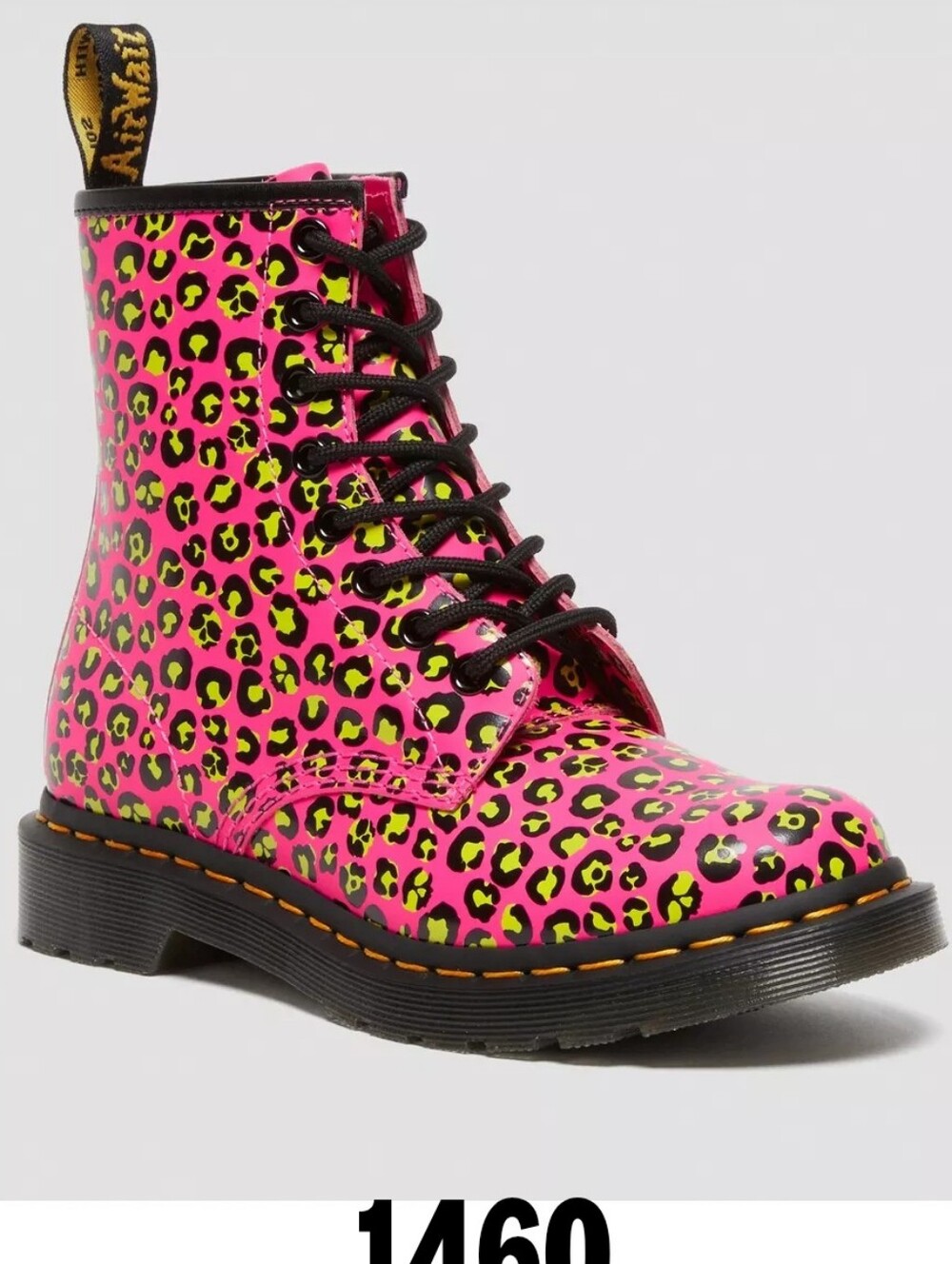 Dr. Martens 1460 Leopard Smooth Leather Lace Up Boots